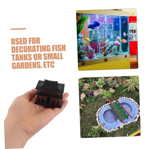 Alipis Pavilion Aquarium Decor Handmade Micro Landscape House Figurine for Fish Tank Simulation Decoration Outdoor Garden Decor