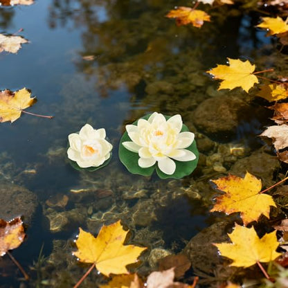 6pcs Artificial Floating Foam Lotus Flower with Water Lily Pad Pond Ornaments - Lifelike Plant for Patio Pool Fish Tank Aquarium Garden Home