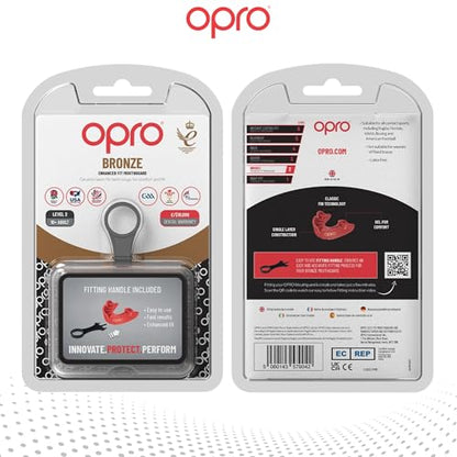 OPRO Bronze Level Moldable Mouth Guard, Essential Fit (Red) - color: Red, size: Adult