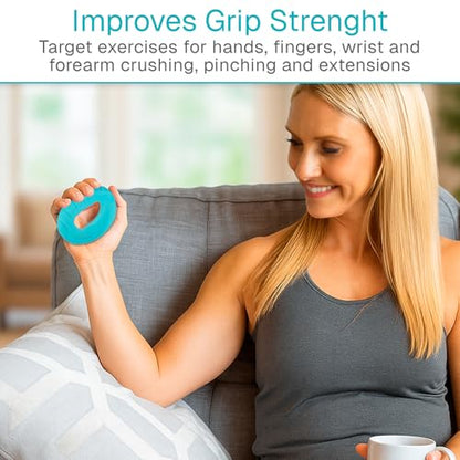 Vive Hand Strengthener Grip Ring - Forearm Ring Hand Exercisers - Silicone