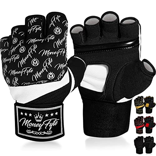 Quick Gel Boxing Wraps Under Boxing Gloves - Kickboxing MMA Muay Thai - Fist, Knuckle, Wrist Wrap Protection Inner Glove Hand Wraps - Men Women Kids - color: Black/White, size: X-Small