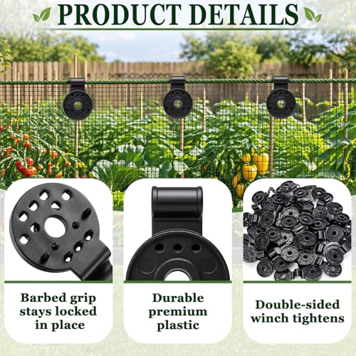 Svepndic 100 PCS Shade Cloth Clips, Plastic Shade Net Clips for Mesh or Thin Shade Fabric, Round Black Clips for Mesh Tarp, Bird Netting, Garden Netting and Sun Shade Cover