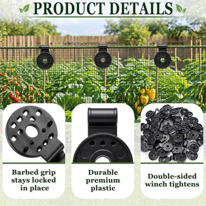 Svepndic 100 PCS Shade Cloth Clips, Plastic Shade Net Clips for Mesh or Thin Shade Fabric, Round Black Clips for Mesh Tarp, Bird Netting, Garden Netting and Sun Shade Cover