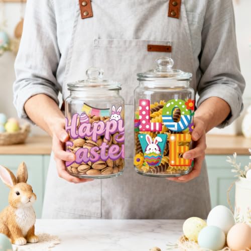 UV DTF Cup Wraps Transfer Stickers Easter Rabbit and Eggs Pattern, 10 Sheets Waterproof Custom Vinyl Transfer Sticker 16oz Coffee Glass Cup Tumbler Bottle Mug Decals for Men Women - style: Easter Rabbit and Eggs