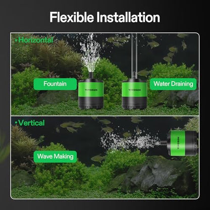 VIVOSUN 660 GPH 35W Submersible Water Pump, with Adjustable Water Flow, 4.9ft Tubing, Additional Ceramic Shaft, and Outlet Adapters, for Fish Tanks, Aquariums, Hydroponics, Fountains - size: 660 GPH