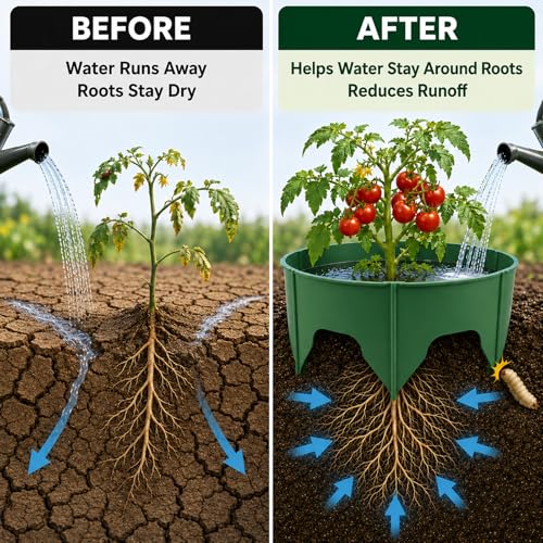 Planting Grow Rings, 30 Pcs Garden Border Segments for 8/10/12 Inch Plant Rings, Water Retention Root Watering, Seedling Protection for Raised Bed Vegetable Gardens, Easy Assembly (Green)
