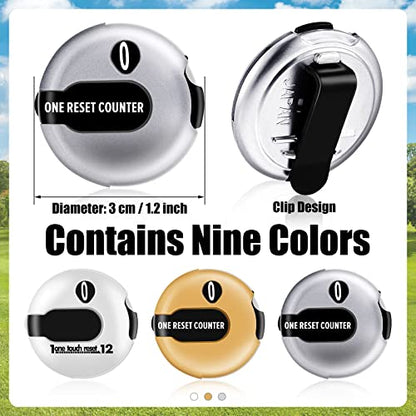 3 Pcs Golf Stroke Counter 1.2" Clip - color: Gold, Silver, White