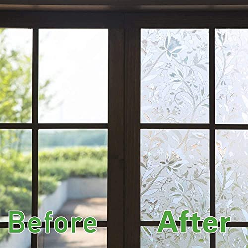 Frosted Glass Window Film 23.6" by 78.5" Glass Film Decorative Window Films Window Cling Film Static Cling No Glue Heat Control for Home Office