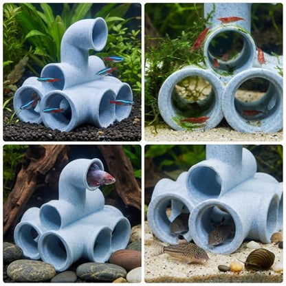 Safe Realistic Tube Shelter House Aquarium Landscape Decoration Cave Hideouts Place for Pet Fish and Shrimp Pet Fish Shelter Place