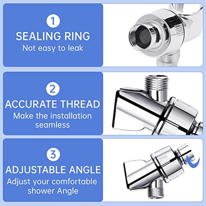 Shower Hose with Arm Bracket, 69 inch Stainless Steel Showers Hose Replacement, Adjustable Handheld Showers Arm Holder, Flexible Shower Head Hoses and Holder with Brass Ball, Chrome
