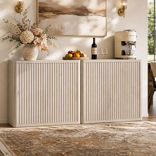 SICOTAS Buffet Cabinet with Storage 69.2" Sideboard Accent Modern Credenza with Doors & Shelves Fluted Tall Media Console Mid Century Coffee Bar Table for Living Room Kitchen Dining Room Hallway