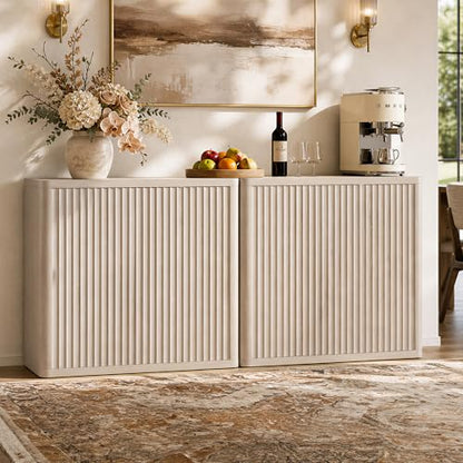 SICOTAS Buffet Cabinet with Storage 69.2" Sideboard Accent Modern Credenza with Doors & Shelves Fluted Tall Media Console Mid Century Coffee Bar Table for Living Room Kitchen Dining Room Hallway