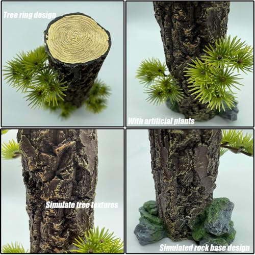 Fish Tank Tree Trunk Tall Decoration 10.6'' Aquarium Tree Stump Freshwater Saltwater Terrarium Ornament for Goldfish Betta Fish Shrimp Reptile