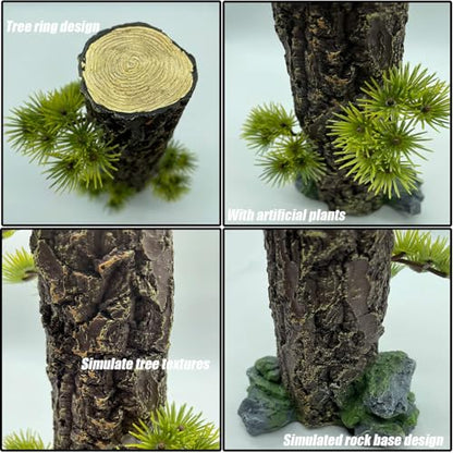 Fish Tank Tree Trunk Tall Decoration 10.6'' Aquarium Tree Stump Freshwater Saltwater Terrarium Ornament for Goldfish Betta Fish Shrimp Reptile