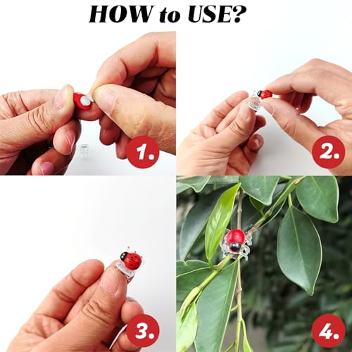 GXXMEI 50PCS Orchid Clips with 50PCS Self-Adhesive Mini Ladybugs Plant Clips Orchid Support Clips Vine Clips Plant Clips for Support Flower Orchid Vine