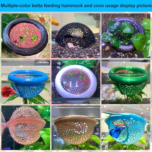 2pcs White Floating Betta Fish Hammock Bed,Beta Hide Cave and Resting Spot,Fish Tank Accessories Decor Toy,Betta Fish Feeding Ring for Aquarium,Shrimp Betta Log Bed(White, 1pcs Big and 1pcs Small)