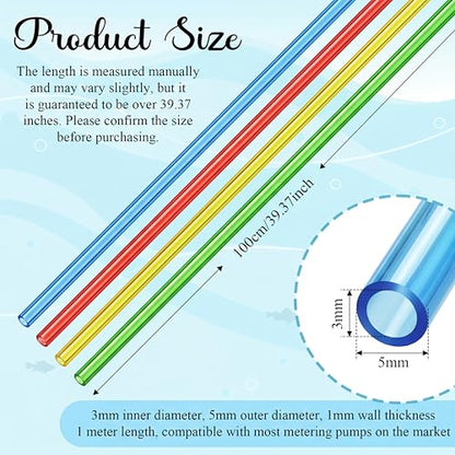 Nuanchu 4 Pcs Aquarium Tubing Kit for Dosing Pump, 40 Inch Fluid Transfer Hoses for Saltwater & Reef Tank, Aquarium Reservoir Container Accessory