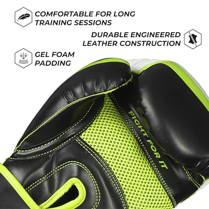 Sanabul Essential Gel Boxing Gloves for Men & Women, Kickboxing MMA, Muay Thai Gloves and Heavy Bag Training Punching & Sparring - color: Black/Green, size: 8 oz