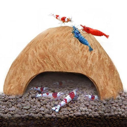 SunGrow Coconut Aquarium Shrimp Cave, Small Fish Tank Decorations Accessories, Comfortable Shelter and Breeding Area for Crustaceans, Fish Hideout Aquarium Décor for Spawning (1 piece)