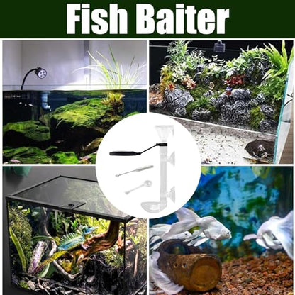 Fish Food Feeder - Aquarium Pipe with Directional Telescopic Tube, Clear Suction Cup Dispenser, Adjustable Target Feeding Tool, Spill Control Design | Vacation Solution for Shrimp Turtle Home Pond
