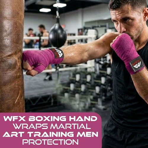 WFX Boxing Hand Wraps 3.5 4.5 Meter Martial Arts Bandages Inner Gloves Wrist Support Straps Punching Under Hand Knuckles Heavy Elasticated Training Bag Mitts Muay Thai - color: Pink, size: 3.5 M
