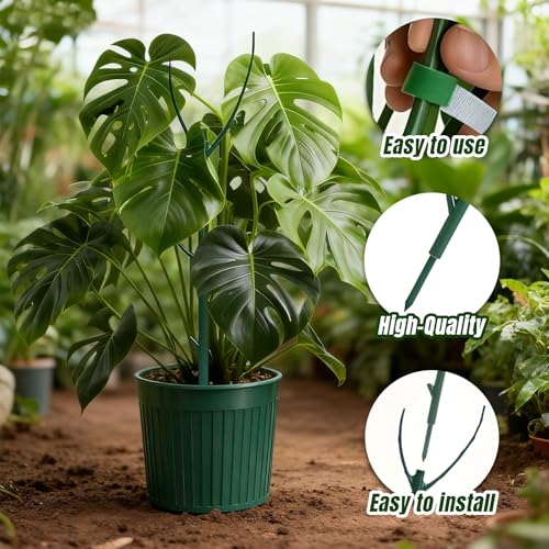 Monstera Plant Support,5 Pack Stackable Garden Plant Stakes for Indoor & Outdoor Plants,Adjustable Climbing Plant Support Poles,Durable Plant Holder for Tall Potted Plants,Vines & Growing Greens