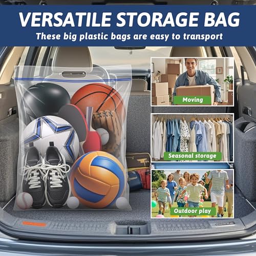 Extra Large 25 Gallon Storage Bags - 35” x 24” with Resealable Zip and Carry Handle, Ideal for Clothes, Pillows, Moving and Travel, Set of 3 - size: Jumbo 3 pack