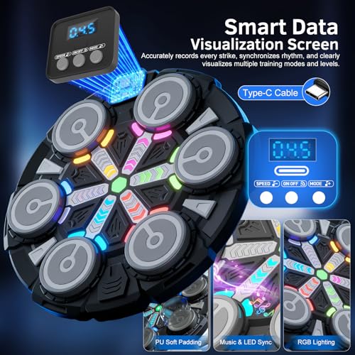 Music Boxing Machine, Wall Mounted Punching Bag with Bluetooth - color: Colorful