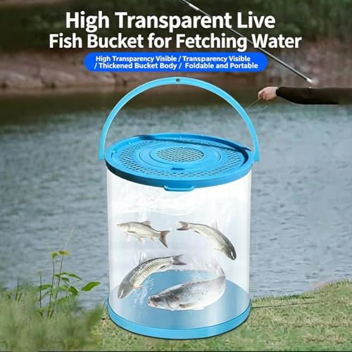 Catch Plastic Beach Aquarium, Foldable Small Aquarium, Plastic Portable Fish Tank with Lid, Clear Fish Transport Container Fishing Bucket, Great Concept for Catching and Release Critters