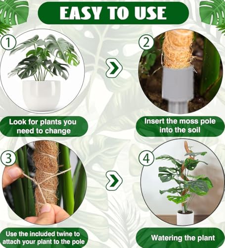 LEMGUBKP 55 Inch Moss Pole, Bendable Moss Pole for Plants Monstera, Moss Poles for Climbing Plants Indoor, Coir Plant Pole Sticks Support Stakes for Potted Plant - size: 55 inches