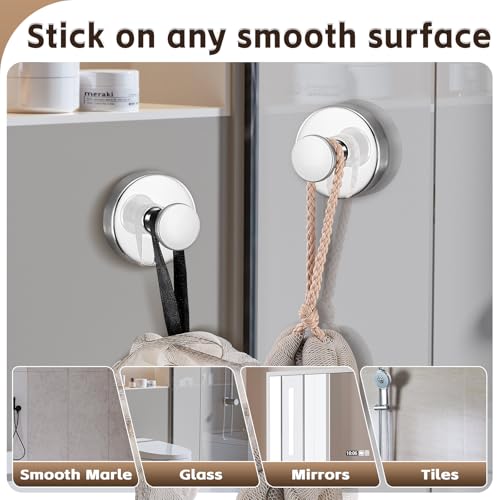 Suction Cup Hooks for Shower,Stainless Steel Towel Hooks No Drill - color: Polished Chrome