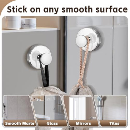 Suction Cup Hooks for Shower,Stainless Steel Towel Hooks No Drill - color: Polished Chrome