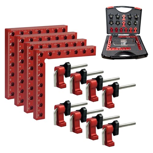 4-Pack 5.5" 90 Degree Corner Clamps for Woodworking | Aluminum Alloy Positioning Squares, Clamping Right Angle Clamps with storage case for Cabinets, Drawers, Shelves & Frames