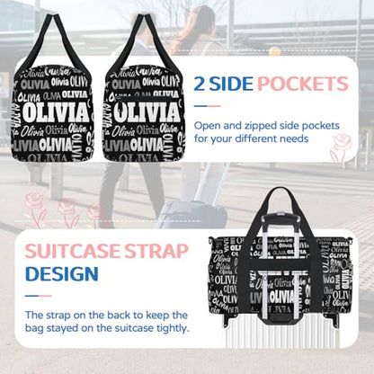 Custom Gym Dance Bag Full Names, Personalized Black Sports Bag - color: Black