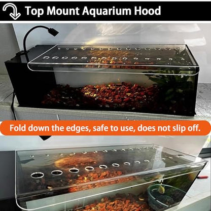 1 Pcs Fish Tank Top Cover for Aquarium, Acrylic Aquarium Anti-Jump Cover/Cat-Proof Terrarium Lid, with Feeding Hole, Fresh Air Screen Cover(51x16.5cm/20.1x6.5inch)