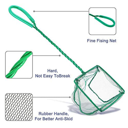 Aquarium Fish Nets, DSSPORT 4 Inch Small Mesh Fish Catch Nets with Plastic Handle Green
