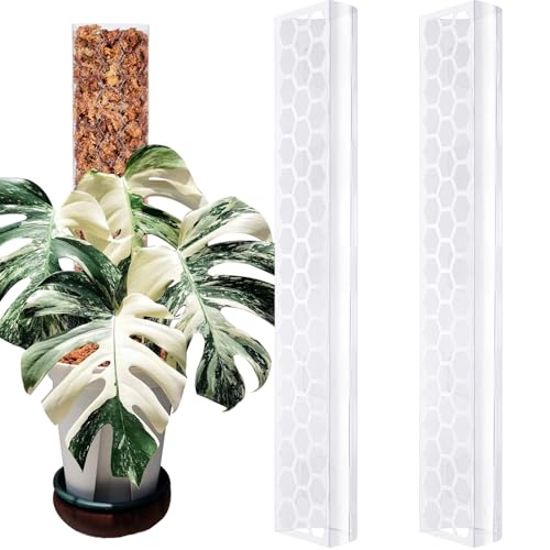 2 Pcs 17 Inch Plastic Moss Pole for Plants Monstera,Designed Specifically for Climbing Plants, Stackable Plant Support for Indoor Plants - color: Transparent*2pcs