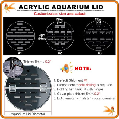 Cat-Proof Acrylic Lid for Round Aquarium, 29.5" Anti-Jump Fish Tank Cover with Access Hole & Hinges, Durable Canopy for Safe Pet Protection and Easy Maintenance - size: 75cm(29.5")