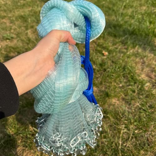 Easy Throw Cast Net for Fishing with Chain Bottom - 4ft to 12ft Radius, 2/7 Inch Mesh Size - Casting Net for All Anglers, Cast Nets for Fishing, Ideal for Saltwater and Freshwater