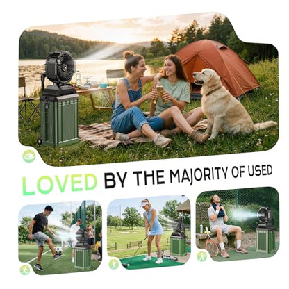 4 Gal Large Misting Bucket Fan Portable, 40000mAh Rechargeable Mister Fan with Retractable Handle & Oscillating Camping Fan for Patio/Beach/Fishing/Golf/Travel Essentials