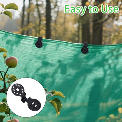 100pcs Shade Cloth Clips, Plastic Round Heavy Duty Lock Grip for Sun Shade Sunshade Net Tarp Clamps Anti Bird Netting Garden & Greenhouse Cover Secure Windproof Reusable Fabric Accessories (Black)