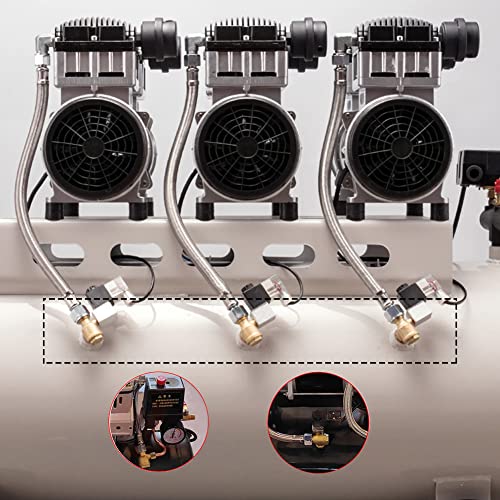 Solid Brass 3-Port Air Compressor Check Valve G1/8" x G3/8" x G1/2" Male Threaded Tube Connector Non-Return Valve