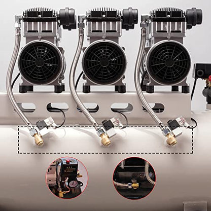 Solid Brass 3-Port Air Compressor Check Valve G1/8" x G3/8" x G1/2" Male Threaded Tube Connector Non-Return Valve