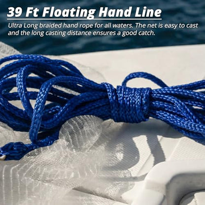 1.3 lbs/ft Fishing Cast Net with Eco-Friendly Lead Weights, 3/8inch Mesh Size, Throw Nets for Freshwater & Saltwater, 4/6/8/10/12 Ft Radius Casting Net - ProCast Series - size: 10 ft radius