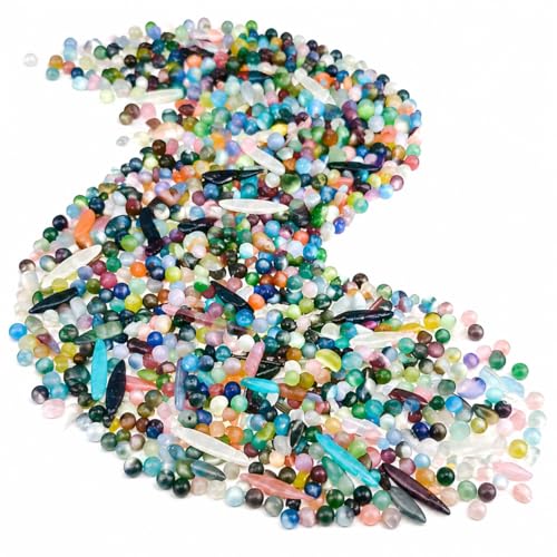 5‑7mm Crystal Gravel 1 lb in Small Box | White Quartz, Rose Quartz, Green Fluorite, Rainbow Crystal, Cat’s Eye, Amethyst | Fish Tank, Planter, DIY, Meditation Decor (Cat’s Eye) - color: Cat’s Eye