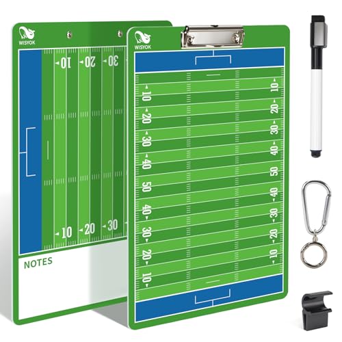 WISYOK Football Clipboard for Coaches, Dry Erase | Double Sided, for Football, Coach Gift, Game Planning, Practice, Training, Tactics - style: Football