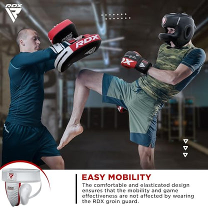 RDX Groin Protector Cup Men, Boxing Kickboxing MMA Muay Thai Sparring Groin Guard, Ventilated Adjustable,Karate Fighting Training, Underwear Jiu Jitsu BJJ Protection, Boys Youth - color: White, size: Small