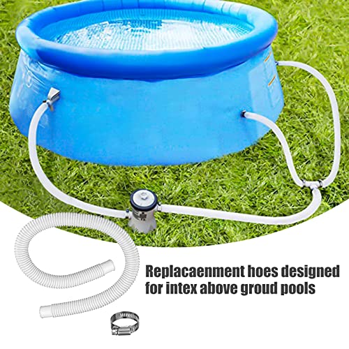 1.5" x 59" Pool Hoses for Above Ground Pools, Replacement Hose with Stainless Steel Clamps and Pipe Holders, Compatible with Intex, Coleman and Bestway Pool Pumps & Filters (4 pack Blue)
