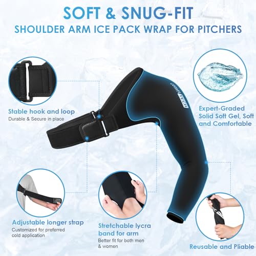 ComfiTECH Shoulder Arm Ice Pack Wrap for Pitchers, Flexible Ice Sleeve, M - size: Medium