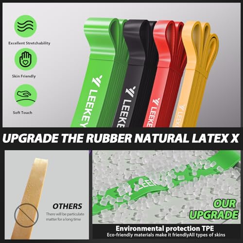 Resistance Bands for Pull Up Assist, Stretch Bands & Exercise Workout Set - color: 5-85LBS COLOR+Grip